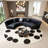 Black semi-circular arc negotiating sofa-105007314-105007320