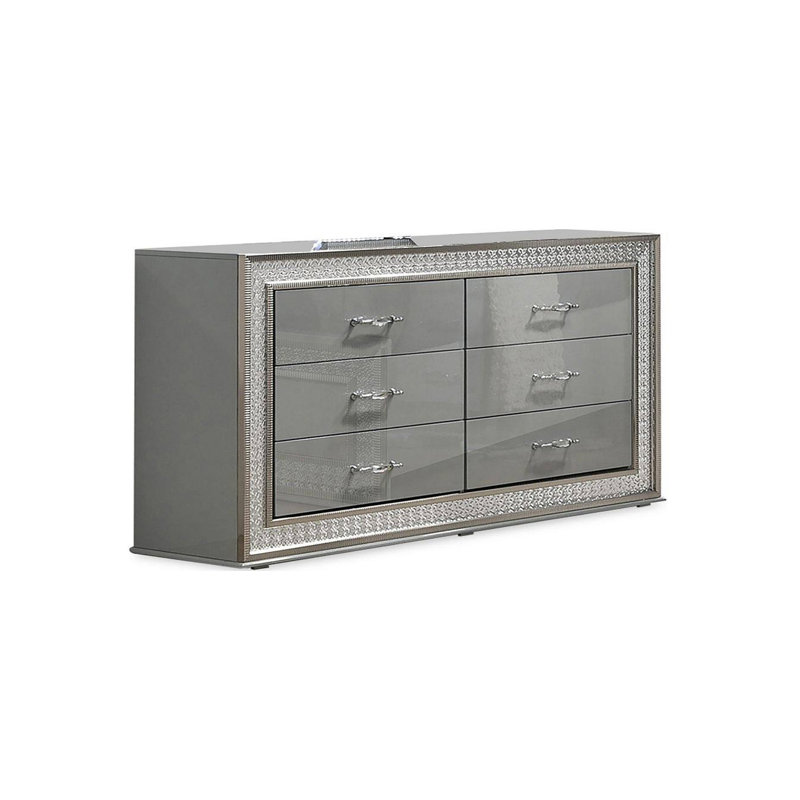 Commode Cassiopeia Glam, gris métallique