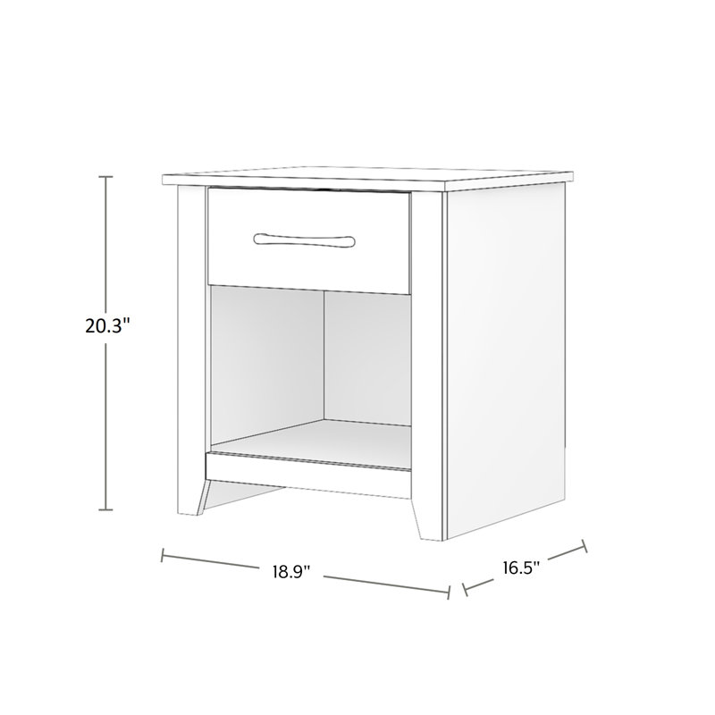 Walter 20.3" 1 Drawer Nightstand, Matte White