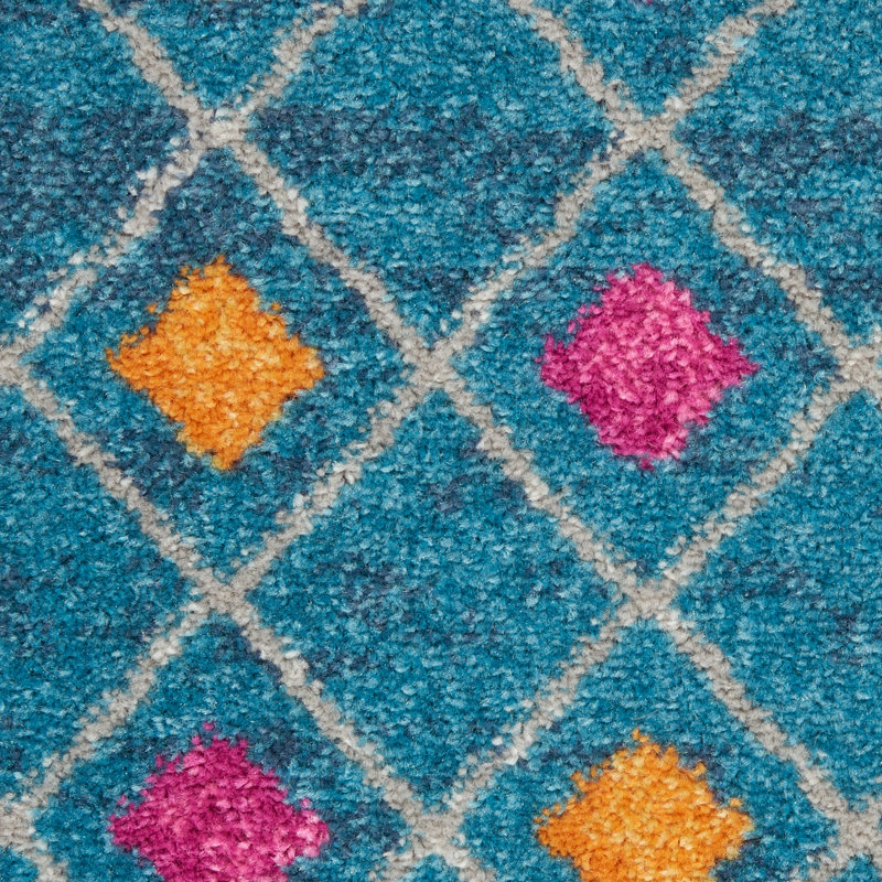 Tapis bleu à motif géométrique Gillsville, Rectangle 5 pi 3 po x 7 pi 3 po