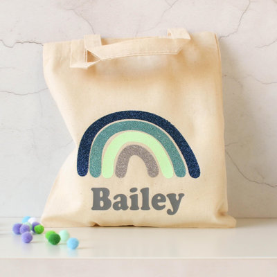 Joleth Personalised Rainbow Gift Bag, Glitter