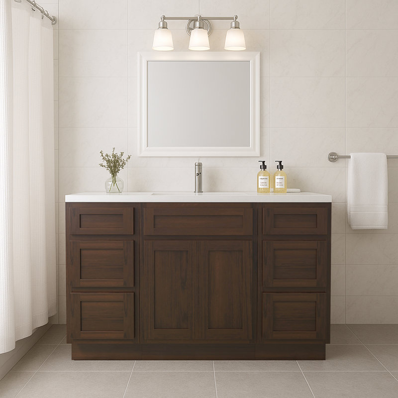 54'' Single Bathroom Vanity Base Only, Brown