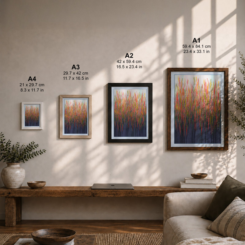 Chromatic Descent Abstract - Framed Print, A1 - 84.1 x 59.4 cm, Black