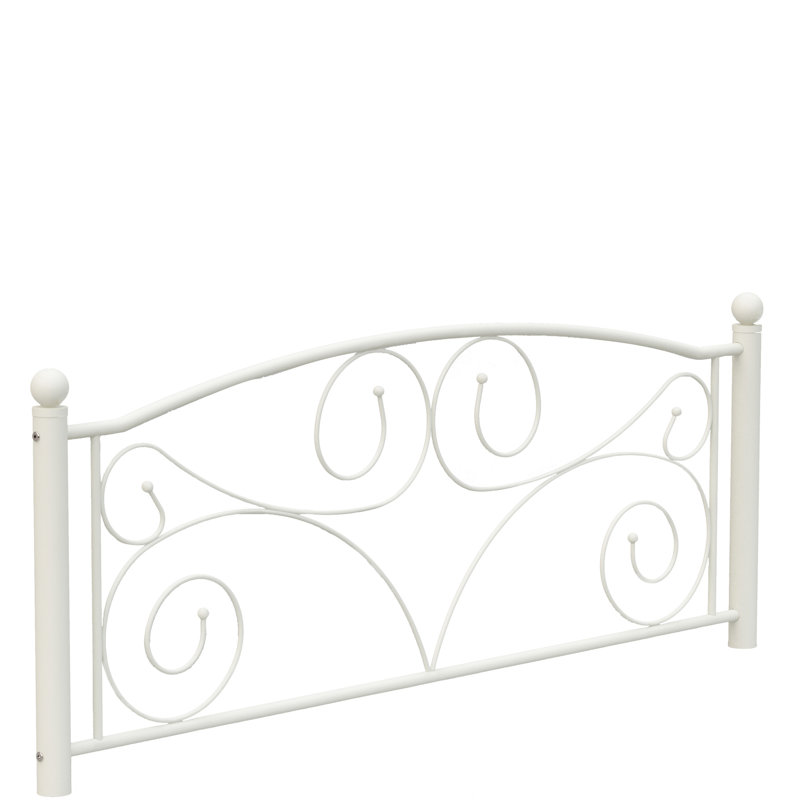 Structure de lit en métal blanc pour grand lit, style floral unique, structure solide, silencieuse et stable, pas besoin de sommier pour grand lit, matériau, motif, système, tête de lit inclus, ajustement du matelas de 8 pouces,