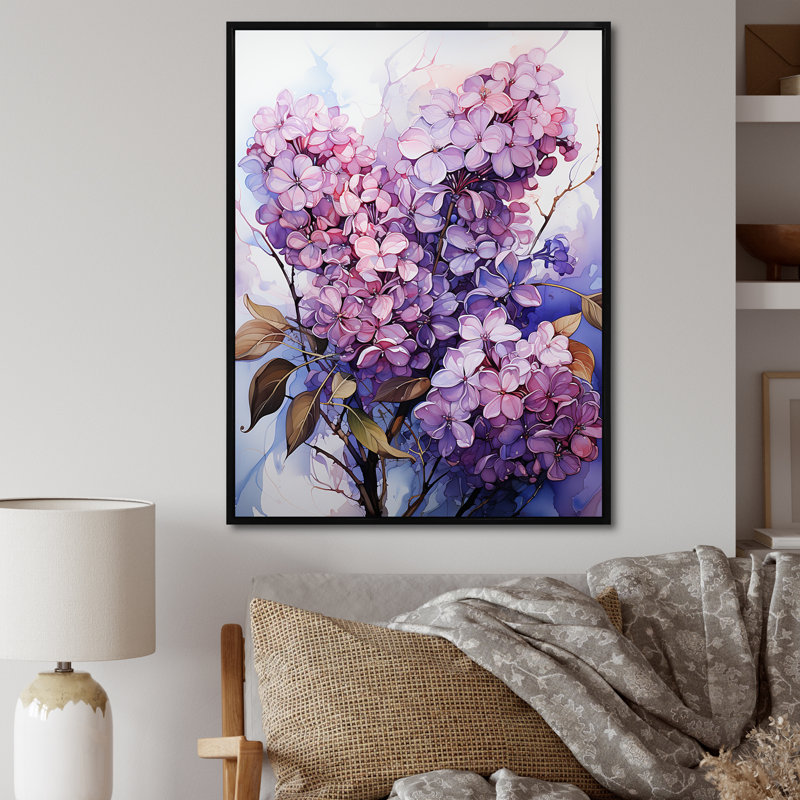 Lilacs Flow Grace I sur toile, H 32 po x l 24 po x P 1 po, Cadre flottant noir
