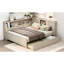 Lit de jour double antique avec rangement en bois de pin massif avec rangement et gigogne