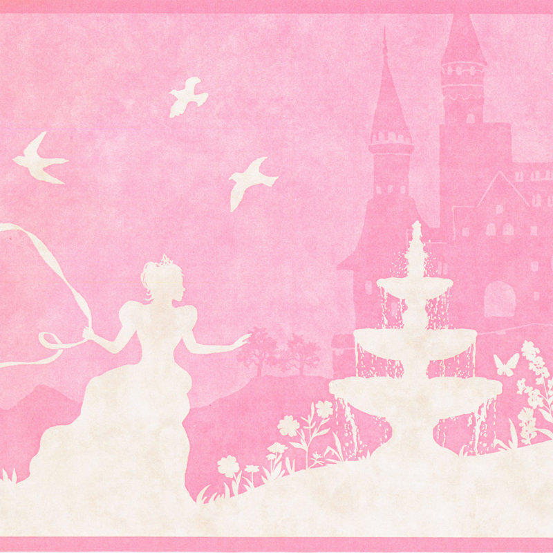 Bordure de papier peint L 15 pi x l 9,2 po, Rose / blanc