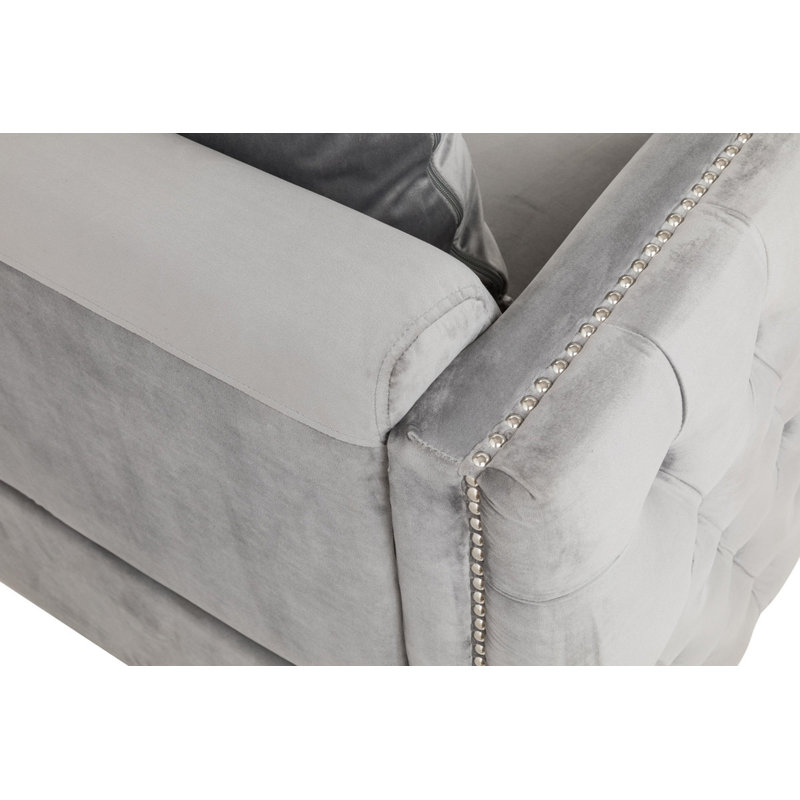 Bayberry 53" Velvet Loveseat With 2 Pillows, Gris