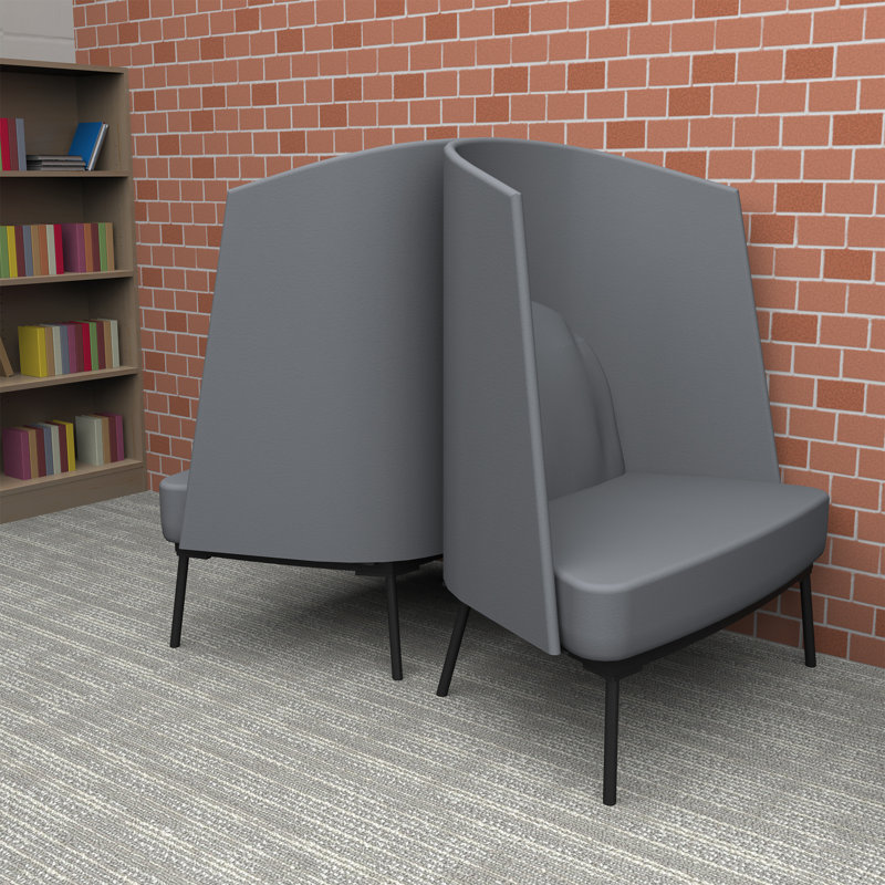 Wingback Semi-Private Lounge Study Pod Seating, Gray