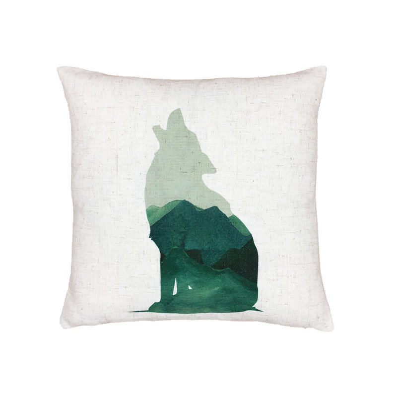 Rocky Mountain Wolf Throw Pillow, Polyester/Polyfill