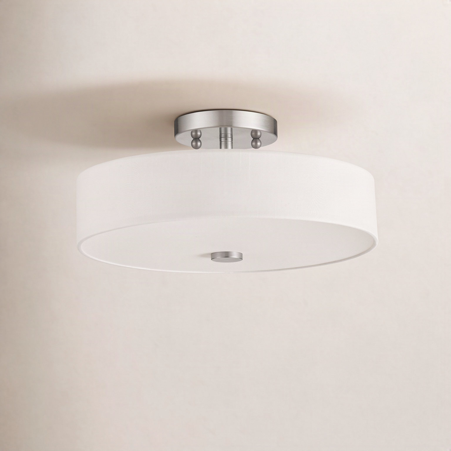Flaire 3-Light Semi Flush Mount, Brushed Nickel, 7.75" H x 15" W x 15" D
