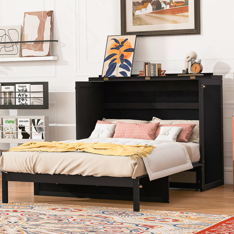 Lit escamotable avec grands tiroirs de rangement Murphy, Espresso