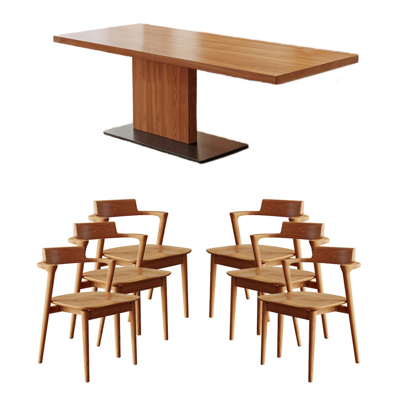Solid wood ash dining table set, 29.53"H x 55.12"L x 27.56"W