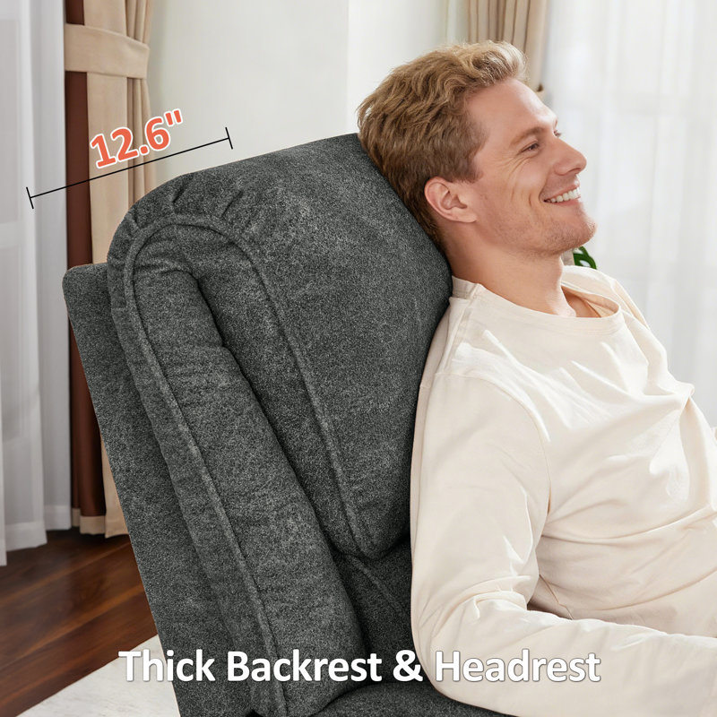 26.4" Seat Width Power Recliner Chair with USB & Type C Charge Ports, Fabric, Dark Gray