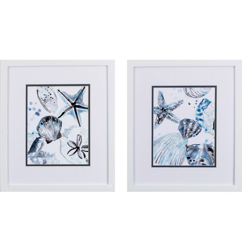 " Cerulean Seashells " 2 - Pieces