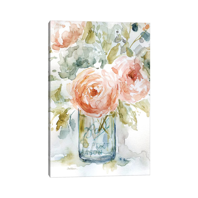 Cabbage Roses I by Carol Robinson - Painting on Canvas, 101.6 cm H x 66.04 cm W x 1.91 cm D, Wrapped Canvas