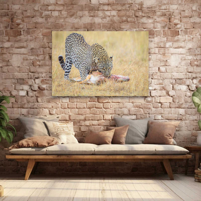 Leopard'S Meal Contemporary Wall Art Print, 101.6cm H x 152.4cm W