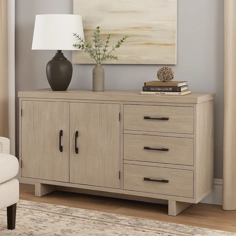 Buffet console Hagy, bois brun naturel, 2 portes, 60 po