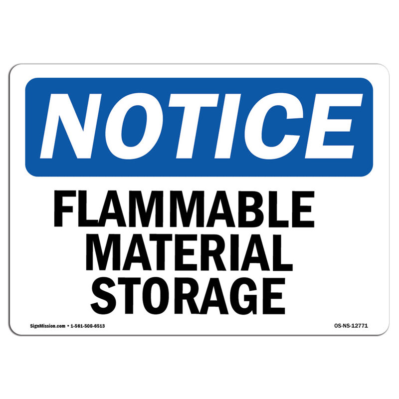 Enseigne de rangement pour matériau inflammable
