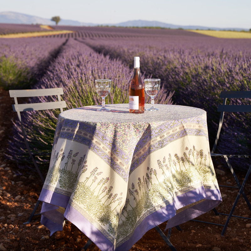 Lavender Handmade Floral Tablecloth, 59" W x 59" L