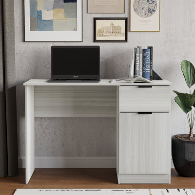 43 INCH WRITING DESK WITH CABINET IN LIGHT GREY