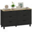 Commode à 6 tiroirs, commode double pour chambre à coucher, noire