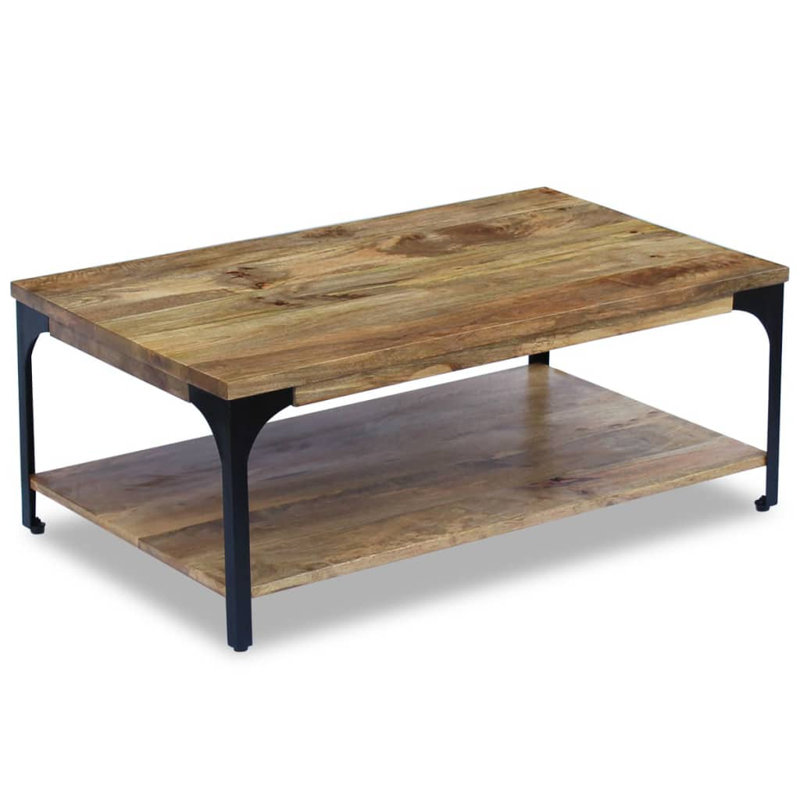 Table basse simple avec rangement Narcisse, H 15 po x L 39,4 po x l 23,6 po, Solid Mango Wood