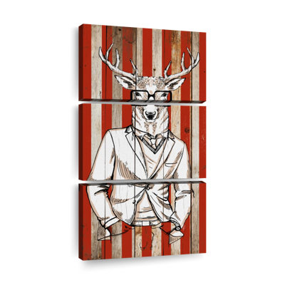 Ensemble de 3 cerfs sur toile par Retro Revival