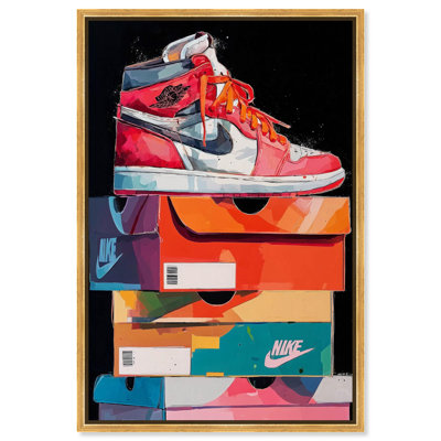 Sneaker on Shoeboxes Retro Decor Canvas Print by Notoriart