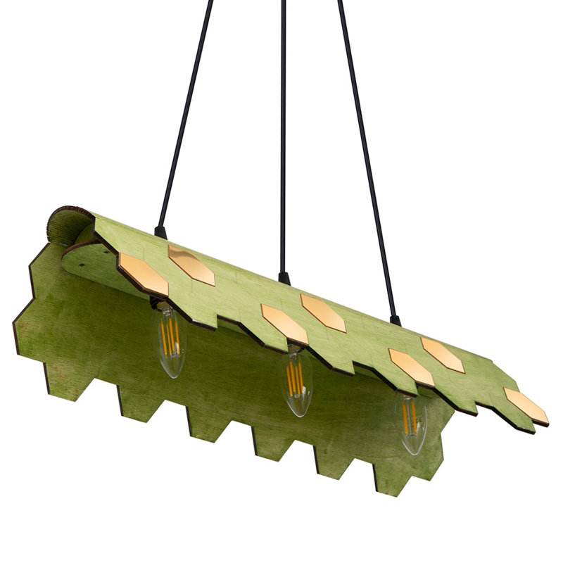 Luminaire suspendu géométrique à 3 lumières pour îlot de cuisine Emelie, Vert / or, Vert