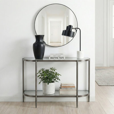 Console élégante et moderne avec cadre en acier cannelé tendance 43,11 po x 29,52 po Addlie