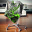 Fractal 3D Green Silver Stripes - coussin imprimé abstrait-31246427-31246424
