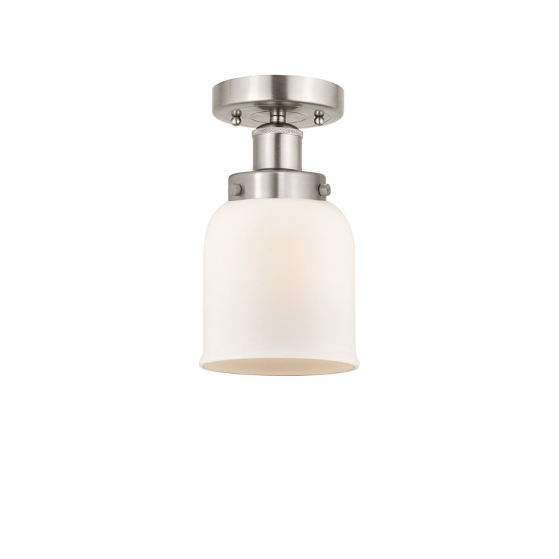 Plafonnier semi-encastré en verre Cordaville, Blanc mat, Nickel satiné brossé
