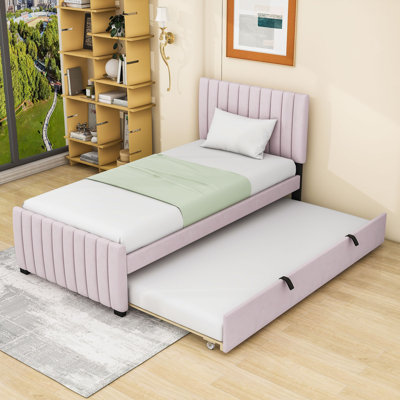 Lit plateforme simple tapissier avec lit gigogne