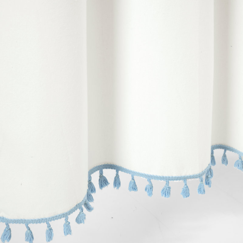 Cotton Blend Shower Curtain, Blue/White