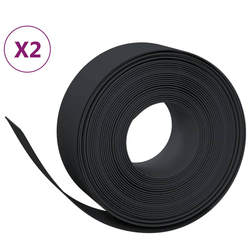 Auguster Polyethylene Plastic Lawn Edging, Black, 20cm H x 100cm W
