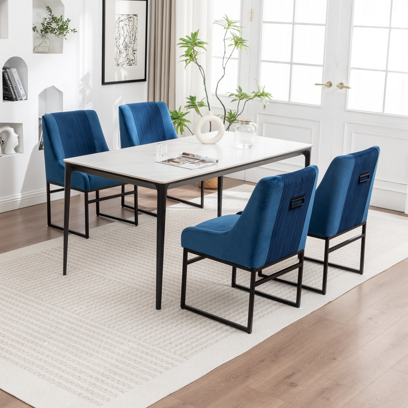 Seymore Velvet Side Chair, Navy