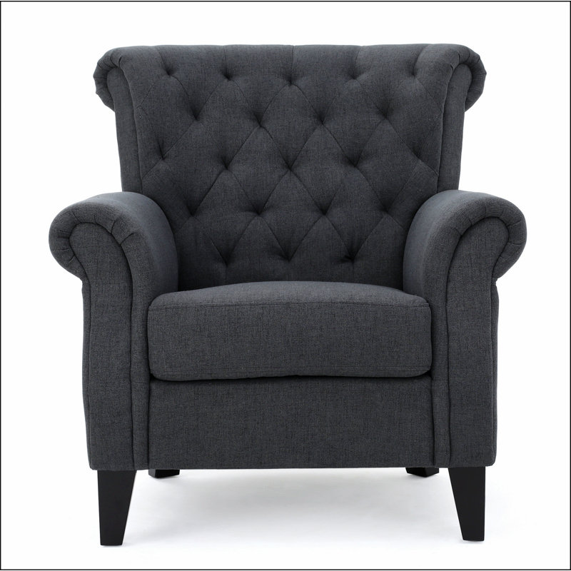 Losoto 36" W Tufted Armchair , Dark Gray Fabric