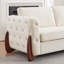 Ensemble canapé et causeuse 2 pièces en velours beige capitonné avec pieds en bois d'hévéa brun-129147559