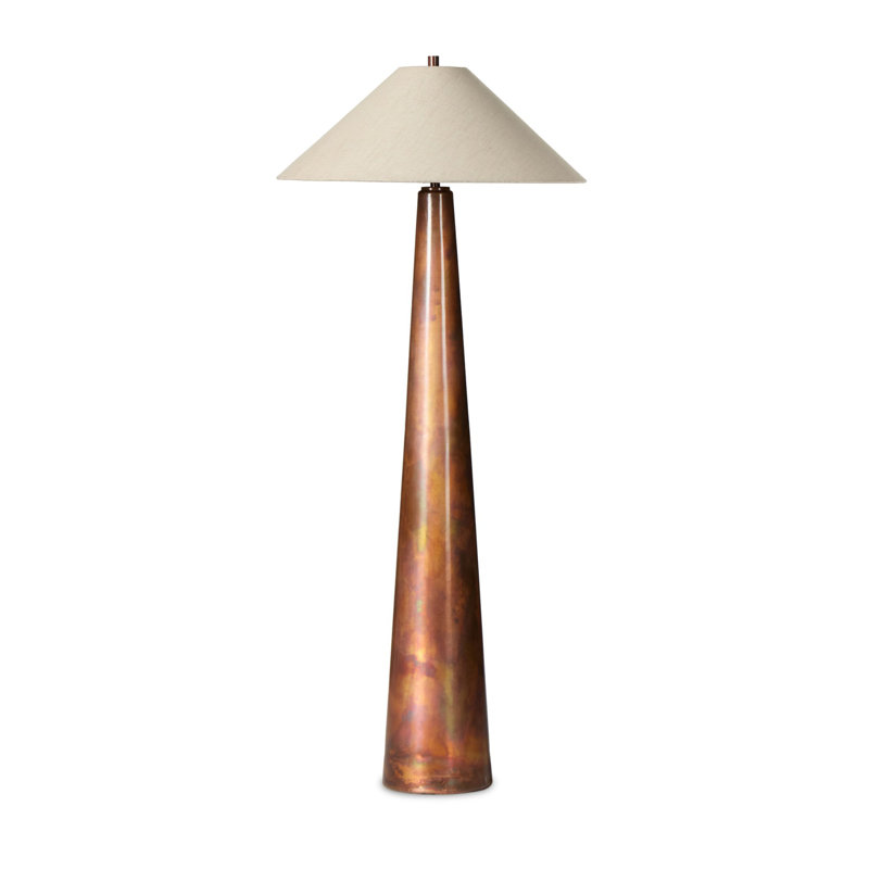 Romani Floor Lamp, Yellow Brown, Metal, Iridescent Acid Wash