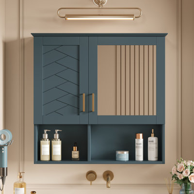 30" Wall Mounted Bathroom Medicine Cabinet With Open Shelves, Modern Bathroom Wall Cabinet With Mirror, Mirror Cabinet