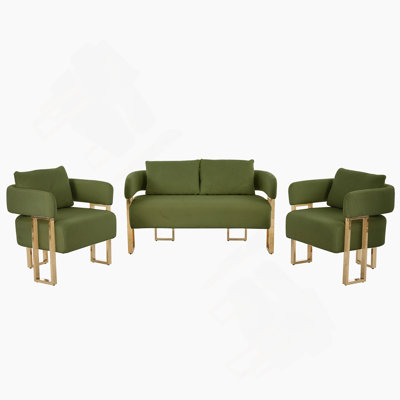 Luxueux fauteuil rembourré en molleton avec pieds en métal doré, parfait pour le salon et le bureau