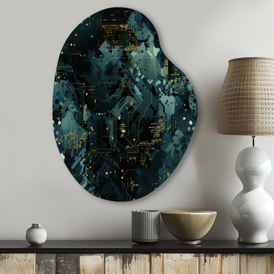 Schaefer - Abstract Asymmetrical Metal Wall Decor, Blue Unique Shape Metal Art Print