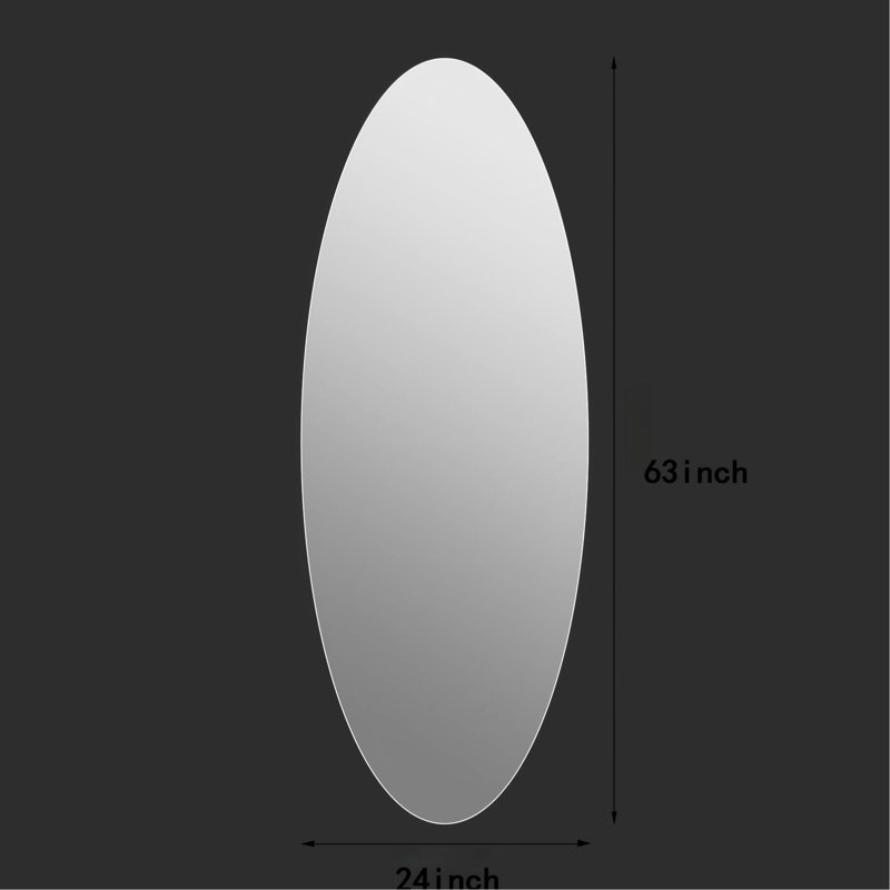 63" X 21" Full Length Mirror, Hd Copper- Silver Glass, Shatterproof, -, , Ideal For Dressing Areas And Bedrooms, Sharp Clear Reflection Vision Modern Oval Wall 63 21 Inches, Shatterproof Backing, ,