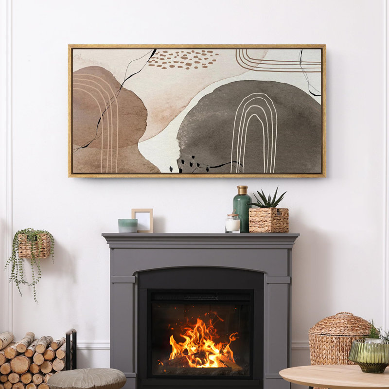 «Mid Century Shape Abstract Curves Modern Earth Tone», reproduction d'art sur toile, H 30 po x l 60 po, Naturel