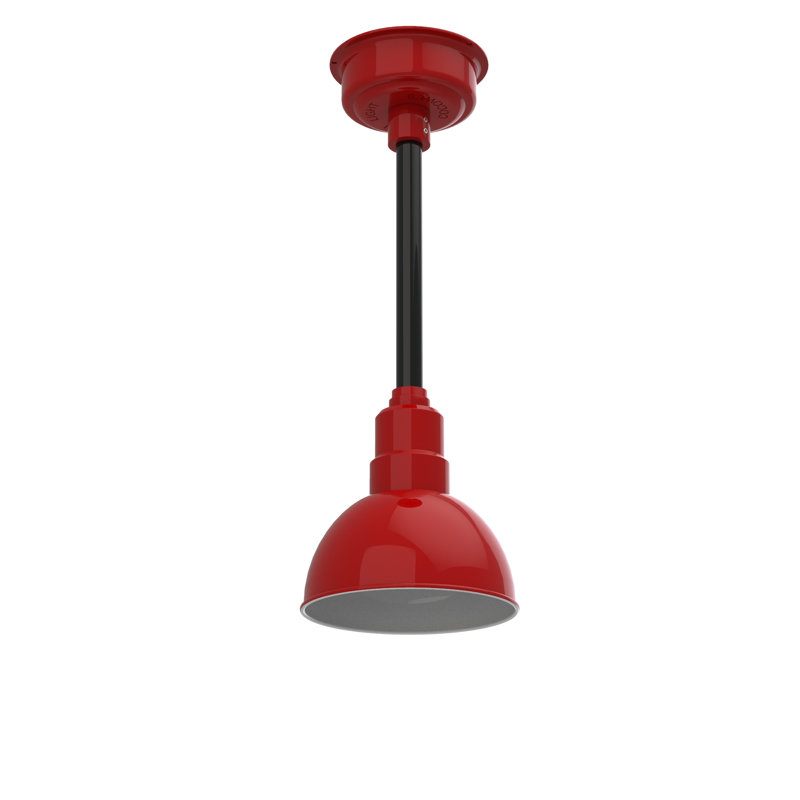Luminaire suspendu 1 lumière del à simple dôme Dipkarpaz, H 48 po x l 8 po x P 8 po, Rouge cerise / noir