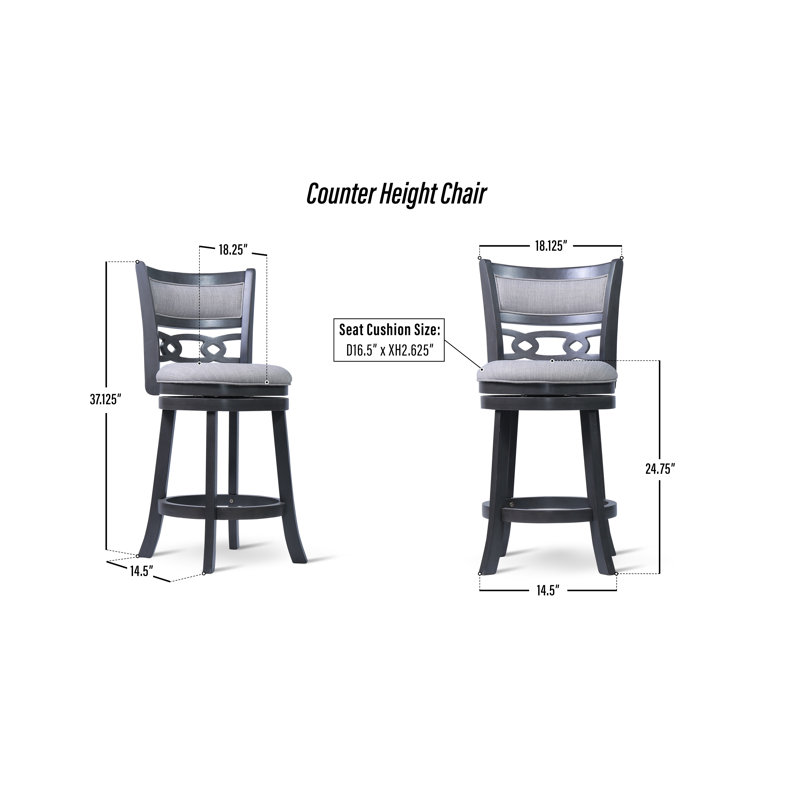 Tabouret de bar et de comptoir pivotant Antonios, Tabouret de comptoir (hauteur du siège : 24,75 po, Gris