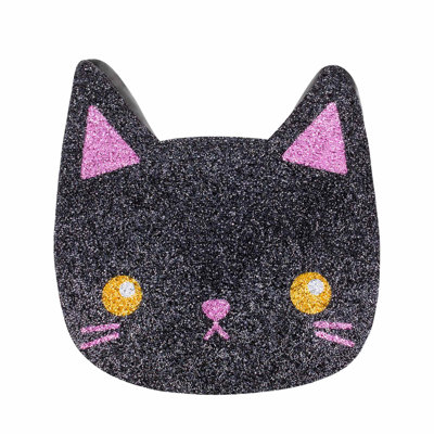 Coussin en forme de chat noir avec strass