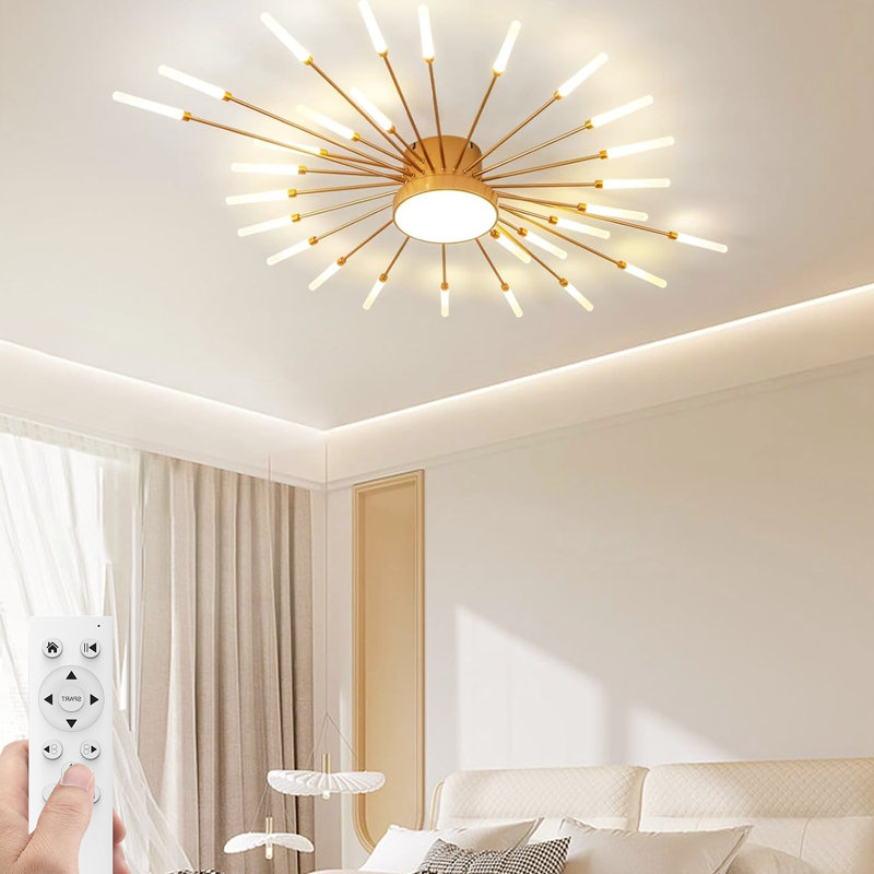 Flush Mounts 29-Light Ceiling Light,Modern LED Heads Flower Shape Ceiling Lights,Living Room, Gold