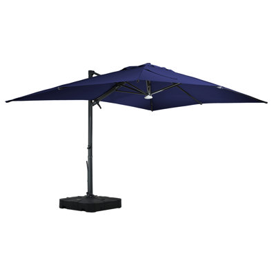 10x13ft 360°Rotation Square Cantilever Patio Umbrella with Base & Bluetooth Audio Ambient Light
